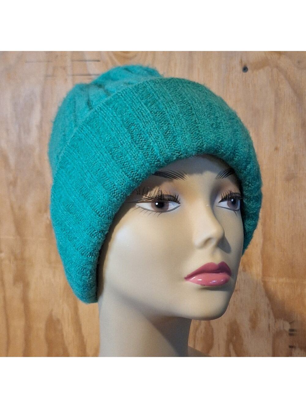 NWT Maeve by Anthropologie Beanie Women's OS Green Cuffed Slouchy Ribbed